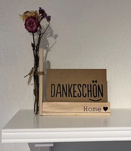Deko handmade Kartenständer Fotos Bilder mit Vase aus Holz - Bild 1 von 2
