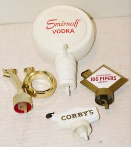 Vintage Smirnoff Bellow Bottle Pump Dispenser & 3 Bottle Pourer Toppers VO Corby - Picture 1 of 9