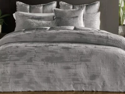 Donna Karan Home Vapor Collection Full / Queen Duvet Cover Gray Preowned - Image 1 of 4