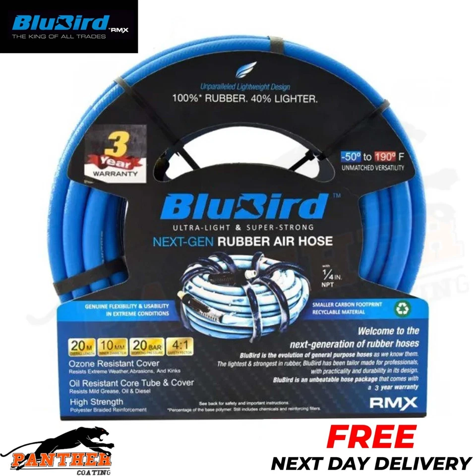 Air Hose BluBird 20 Meter Rubber Ultra Light Weight 10mm inner diameter 20bar - Image 1 of 1