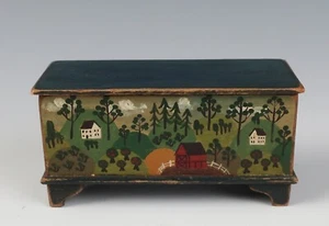 BBE Dollhouse Miniature Folk Art Trunk Primitive Rustic Bearly Big Enough Chest - Picture 1 of 12
