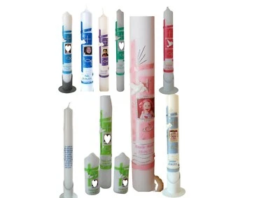 HANDARBEIT Kommunionkerze/Taufkerze Konfirmation mit Foto ,Kreuz Junge,Mädchen