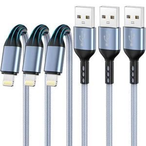 iPhone Charger 3pack 10FT Apple MFi Certified Nylon Braided Lightning Cable F... - Picture 1 of 7