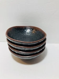 Vintage Asian Tar-Hong Dipping Bowls Melamine Ware Hammered Texture Set Of 4 EX - Picture 1 of 12