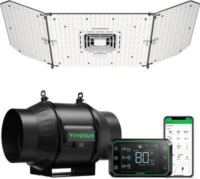 VIVOSUN AeroLight A200SE 200W LED,T6 408CFM Inline Duct Fan,E42A WiFi-Controller - Image 1 of 4