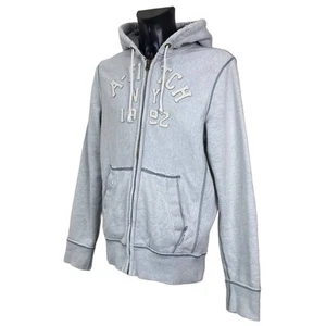 SUDADERA CON CAPUCHA ABCROMBIE AND FITCH ICÓNICA JUMBO LOGO PECHO CREMALLERA COMPLETA. TALLA L - Imagen 1 de 6