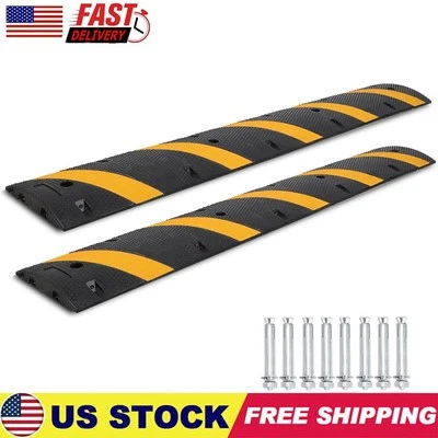 Paquete de 2 topes de velocidad de goma de 6 pies 2 canales 25000 libras de carga joroba de velocidad de carretera de alta resistencia Foto 1 de 4