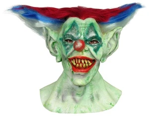 Outta Control Clown Horror Joker Sinister Creepy Mens Costume Overhead Mask Hair - Picture 1 of 1