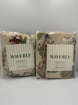 Waverly Pack of 2 Balloon Valance 90x14" Townsend-Ecru Multi Color Floral NEW - Image 1 of 4