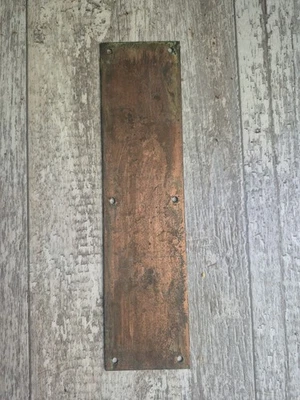 Antique Brass Door Finger Push Plate Large Commercial Beautiful Aged Patina 12x3 - Image 1 of 4
