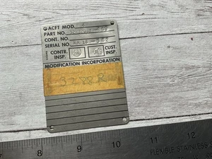ORIGINAL VINTAGE F-4 PHANTOM II AIRCRAFT MODIFICATION SPEC DATA NAME PLATE - Picture 1 of 2