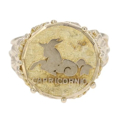 14.5mm Capricorn Zodiac Sign Statement Ring 14k Yellow Gold 4.40 Grams Size 6 - Image 1 of 4