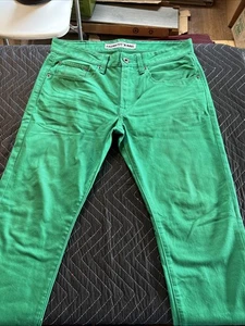 Express Jeans Rocco Slim Fit Skinny Leg Green Denim Pants Size 30x32 - Picture 1 of 8