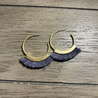 MADEWELL Fringe Hoop Earrings Hematite Lurex New - Image 1 of 3