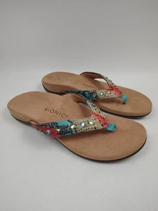 Vionic Lucia mehrfarbig verzierte Zehenstegsandalen Schlangenmuster Größe 10 TVW5552 - Bild 1 von 9