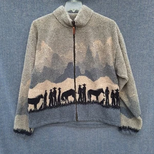 Chaqueta de Colección Años 90 Outback Trading Talla L Caballo Vaquero Sherpa Vellón Gris Tostado Montaña - Imagen 1 de 9