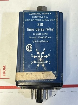 ATC Series 319 0-6 Range Time Delay Relay Timer 120VAC COIL 8-PIN - Image 1 of 2
