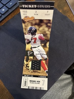 2003 Fleer Authentix Ticket Studs Jerseys Michael Vick #TS-MV - Image 1 of 4