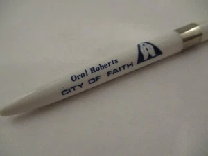 Oral Roberts City of Faith Clasped Hands Exodus White Plastic Pen Silver Clip - Picture 1 of 8