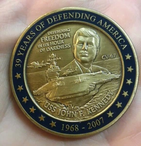 USS John F Kennedy CV-67 JFK 1967-2007 NAVY Challenge Coin - Picture 1 of 2