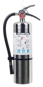 🧯NEW 2025-5 lb. CHROME/STAINLESS STEEL ABC FIRE EXTINGUISHER NEW WALL BRACKET - Picture 1 of 6