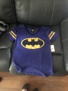 Batman Logo Purple Mesh Shirt Youth Small 3/5 DC Comics Superhero Kids - Picture 1 of 3