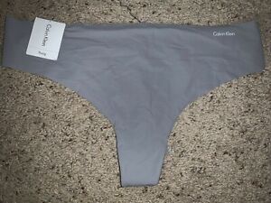 NWT CALVIN KLEIN INVISIBLES No Show Seamless THONG D3428 GRAY Large
