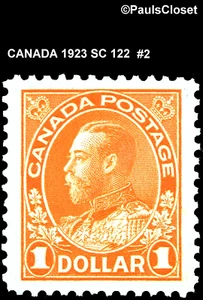 CANADA 1923 SC 122 KING GEORGE V $1.00 ORANGE DRY PRT MNH OG VERY FINE - Picture 1 of 3