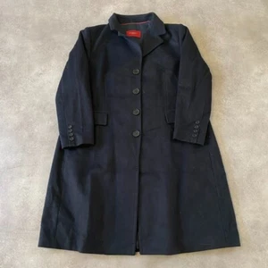 Burberry London Over Coat Womens 44" Wool Vintage Trench Jacket, Black - Picture 1 of 11