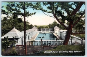 BERMUDA BELMONT MANOR 1934 PISCINA YANKEE STORE POSTAL VINTAGE - Imagen 1 de 2