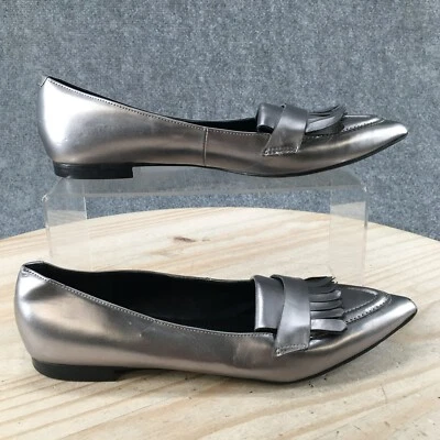 Zapatos mocasines Marc Fisher para mujer 7 M Kiltie cuero plateado punta puntiaguda informales Foto 1 de 4