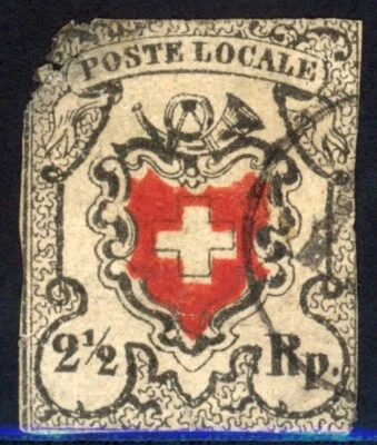 Suiza 1850 Primera Edición Scott# 2 Muy Bueno/Bien Usado Sello Raro Foto 1 de 2