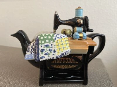 Teapot "SEWING MACHINE" Infusion with Quilt Cardew Design Made in England - Image 1 of 4