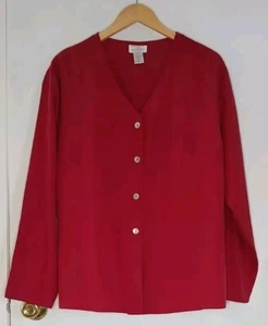 Cárdigan Camisa Abotonada Rojo Seda Ropa Suave Cien Uno Por ciento De Colección XL - Imagen 1 de 4