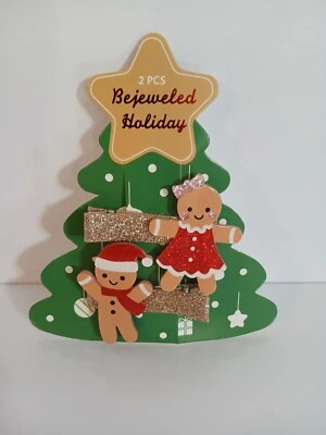 Pinzas para el cabello de pan de jengibre con joyas de Navidad para niños y niñas totalmente nuevas Foto 1 de 4
