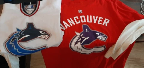 Vintage Vancouver Canucks Reebok T Shirt AND Jersey Cover