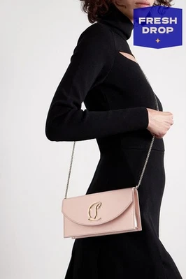 RRP€1200 CHRISTIAN LOUBOUTIN Leather Clutch Bag Satin Effect Logo Chain Strap - Image 1 of 4