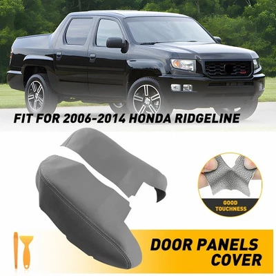 Cubierta de vinilo reposabrazos panel puerta delantera de cuero gris para Honda Ridgeline 2006-2014 Foto 1 de 4