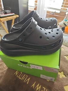 Crocs Classic Crush Clogs Womens Sz 9, Men 7 Black Platform,Slip On Sandals - Picture 1 of 6