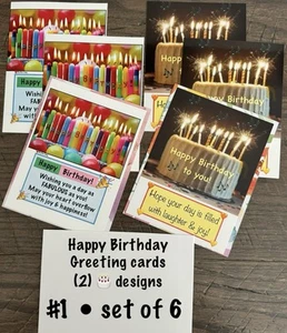 Birthday cards With Cake Designs Set Of 6 / Envelopes / Friend Or Family Cards - Picture 1 of 10