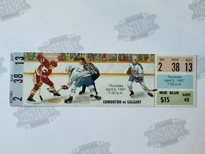1987 Calgary Flames at Edmonton Oiolers Full Ticket 4/2/87 Gretzky Coffey Goals - Picture 1 of 2
