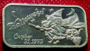 Halloween 1973 Bar-Silver Creations Ltd. 1 Troy oz.999 plata fina-baja acuñación - Imagen 1 de 4