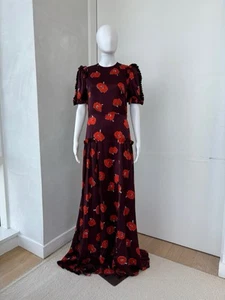 The Vampires Wife Confessional dramatisch atemberaubend Rüschen Blumen Seide Maxikleid - Bild 1 von 4