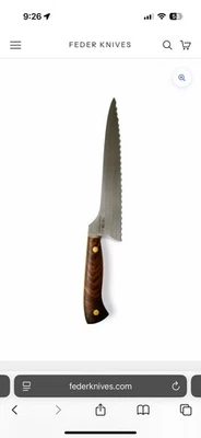 Cuchillos Feder: cuchillo de cocina hecho a mano - hoja dentada desplazada - acero inoxidable AEBL Foto 1 de 4