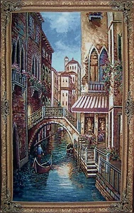 Tapiz colgante de pared Canal de Venecia italiano antiguo arte de pared - Imagen 1 de 1