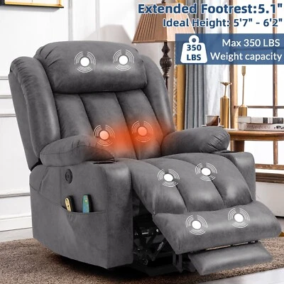 Oversize Electric Power Lift Recliner Chair with Heat Massage &Extended Footrest - Image 1 of 4