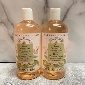 Crabtree Evelyn Sweet Almond Oil Bath & Shower Gel 16.9 fl oz Lot of 2  - Picture 1 of 2