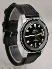 Vtg 1960s Fero 23 Jewel Skin Diver 36mm Black Face Gents Mechanical Wrist Watch