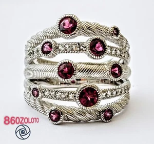 NEU RIPKA 5 KABELBAND 925 SILBER mit RUBINEN & DIAMONEN GESTAPELT RING. Neu ohne etikett - Bild 1 von 8