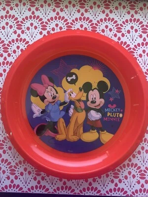 Disney Mickey Pluto Minnie Mouse Plato de Plástico Rojo Bebé Rey 8 pulgadas Foto 1 de 4